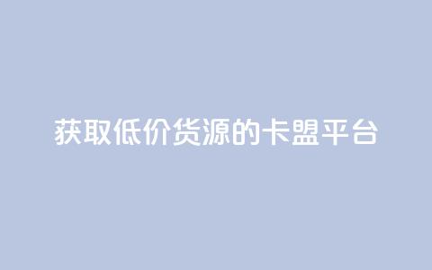 获取低价货源的卡盟平台 第1张 获取低价货源的卡盟平台 第1张