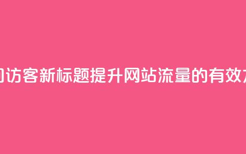 空间访客(新标题:提升网站流量的有效方法) 第1张 空间访客(新标题:提升网站流量的有效方法) 第1张