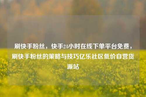 刷快手粉丝，快手24小时在线下单平台免费，刷快手粉丝的策略与技巧亿乐社区低价自营货源站  第1张