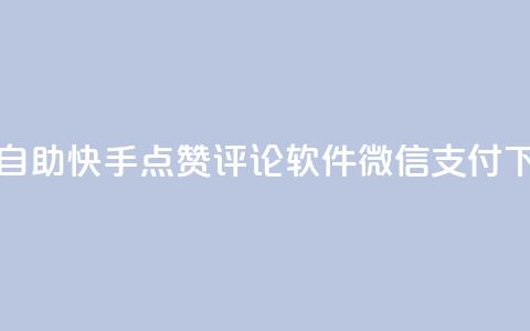 qq卡盟自助 - 快手点赞评论软件微信支付  第1张