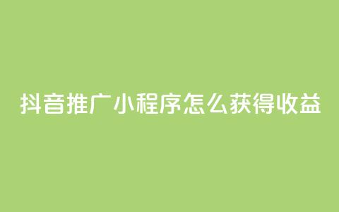 抖音推广小程序怎么获得收益 - 如何利用抖音推广小程序赚取收益。  第1张