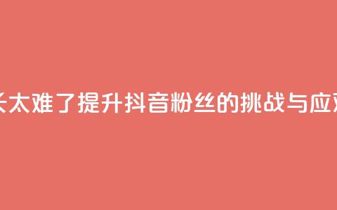 抖音粉丝增长太难了 - 提升抖音粉丝的挑战与应对策略! 第1张 抖音粉丝增长太难了 - 提升抖音粉丝的挑战与应对策略! 第1张