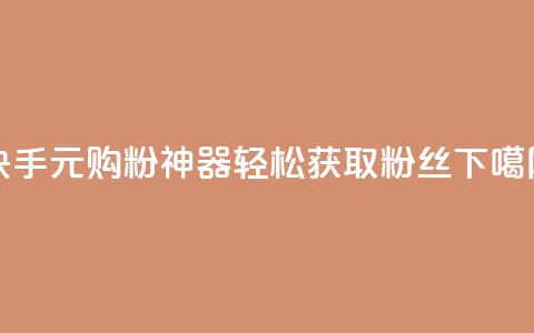快手10元购粉神器，轻松获取1000粉丝  第1张