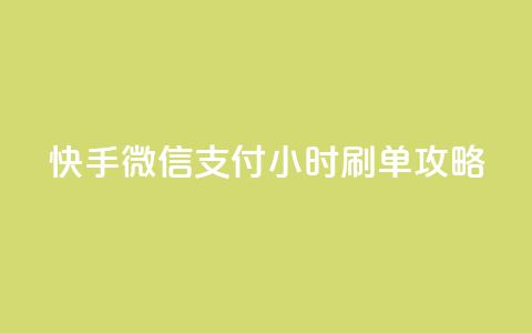 快手微信支付24小时刷单攻略  第1张
