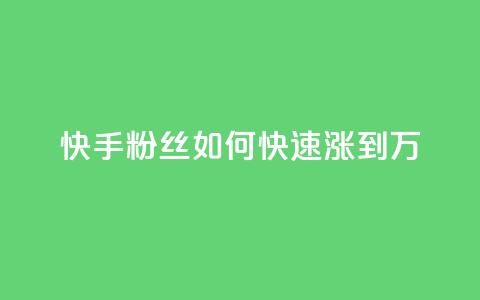 快手粉丝如何快速涨到1万 - 如何快速增加快手粉丝量至1万~ 第1张 快手粉丝如何快速涨到1万 - 如何快速增加快手粉丝量至1万~ 第1张