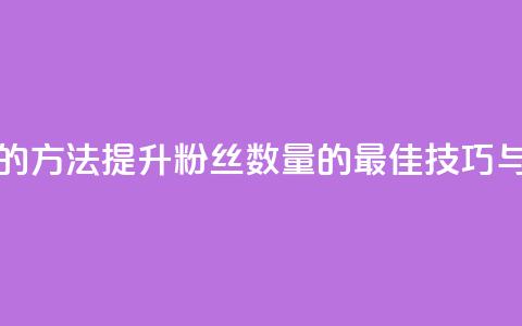 涨粉丝最快的方法 - 提升粉丝数量的最佳技巧与策略。  第1张