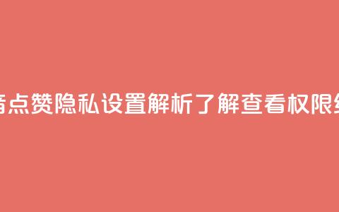 抖音点赞隐私设置解析，了解查看权限细节  第1张