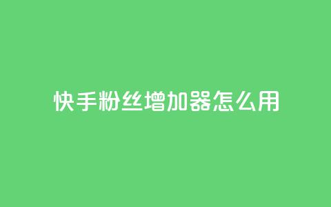 快手粉丝增加器怎么用 - 快手粉丝增长工具使用指南! 第1张 快手粉丝增加器怎么用 - 快手粉丝增长工具使用指南! 第1张