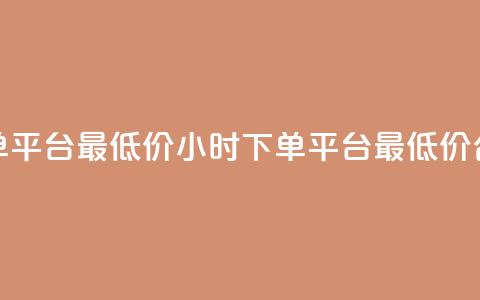 24小时下单平台最低价(24小时下单平台最低价合作伙伴)  第1张