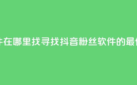 抖音粉丝软件在哪里找 - 寻找抖音粉丝软件的最佳途径! 第1张 抖音粉丝软件在哪里找 - 寻找抖音粉丝软件的最佳途径! 第1张