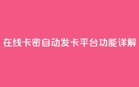 在线卡密自动发卡平台功能详解  第1张