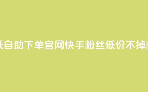 卡盟最低自助下单官网 - 快手粉丝低价不掉粉  第1张