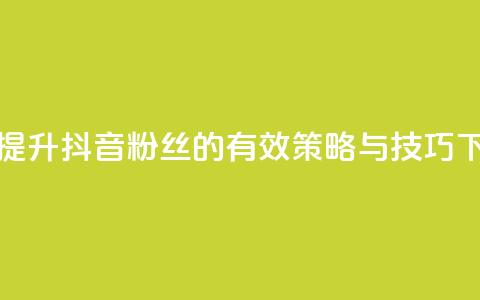 揭秘提升抖音粉丝的有效策略与技巧 第1张 揭秘提升抖音粉丝的有效策略与技巧 第1张