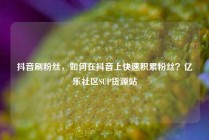 抖音刷粉丝，如何在抖音上快速积累粉丝？亿乐社区SUP货源站