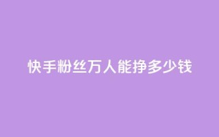 快手粉丝4万人能挣多少钱 - 24小时低价自助下单视频号