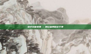 快手抖音免费 - 网红业务低价下单