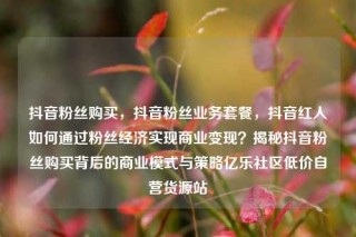 抖音粉丝购买，抖音粉丝业务套餐，抖音红人如何通过粉丝经济实现商业变现？揭秘抖音粉丝购买背后的商业模式与策略亿乐社区低价自营货源站