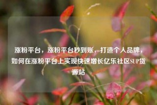 涨粉平台，涨粉平台秒到账，打造个人品牌，如何在涨粉平台上实现快速增长亿乐社区SUP货源站
