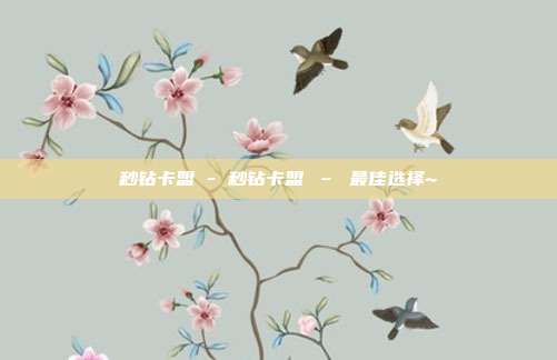 秒钻卡盟 - – 最佳选择~  第1张