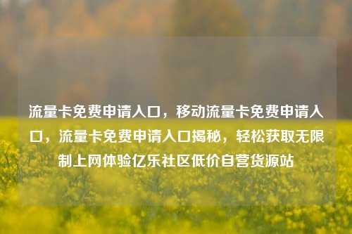 流量卡免费申请入口，移动流量卡免费申请入口，流量卡免费申请入口揭秘	，轻松获取无限制上网体验亿乐社区低价自营货源站  第1张