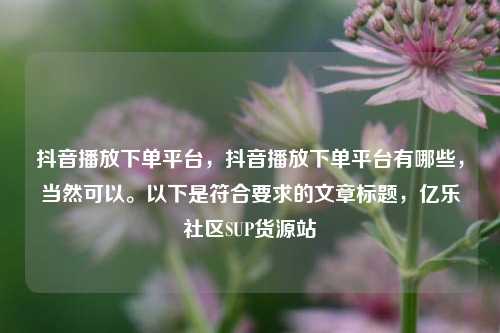 抖音播放下单平台，抖音播放下单平台有哪些，当然可以。以下是符合要求的文章标题	，亿乐社区SUP货源站  第1张