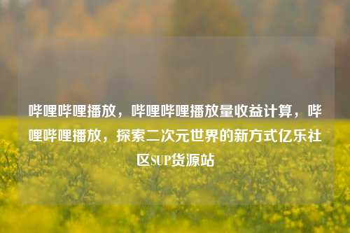 哔哩哔哩播放，哔哩哔哩播放量收益计算，哔哩哔哩播放	，探索二次元世界的新方式亿乐社区SUP货源站  第1张