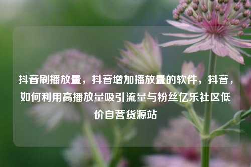 抖音刷播放量	，抖音增加播放量的软件，抖音，如何利用高播放量吸引流量与粉丝亿乐社区低价自营货源站  第1张