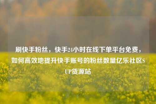 刷快手粉丝，快手24小时在线下单平台免费，如何高效地提升快手账号的粉丝数量亿乐社区SUP货源站  第1张