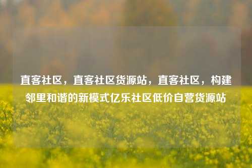 直客社区，直客社区货源站，直客社区，构建邻里和谐的新模式亿乐社区低价自营货源站  第1张