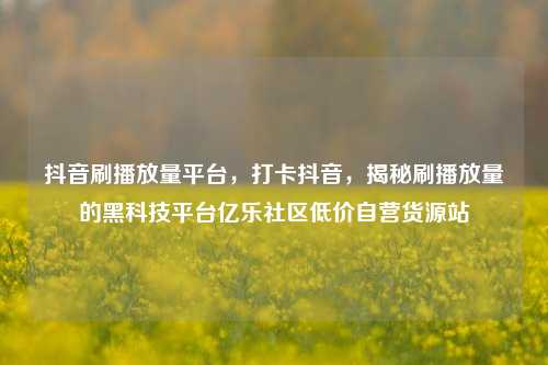 抖音刷播放量平台，打卡抖音	，揭秘刷播放量的黑科技平台亿乐社区低价自营货源站  第1张