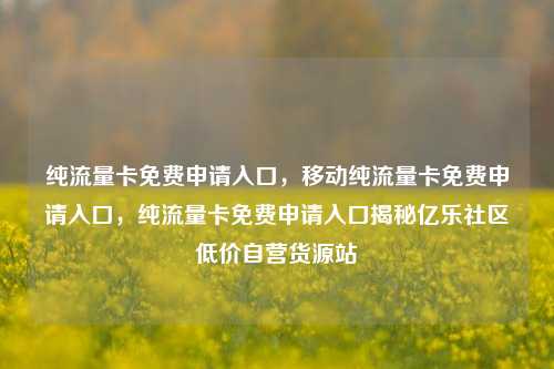 纯流量卡免费申请入口	，移动纯流量卡免费申请入口，纯流量卡免费申请入口揭秘亿乐社区低价自营货源站  第1张