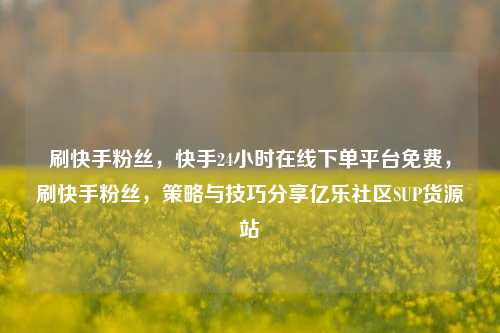刷快手粉丝	，快手24小时在线下单平台免费，刷快手粉丝，策略与技巧分享亿乐社区SUP货源站  第1张