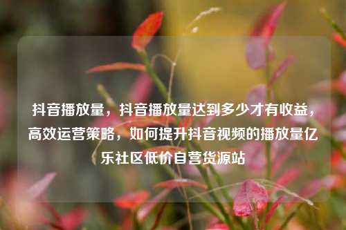 抖音播放量	，抖音播放量达到多少才有收益，高效运营策略，如何提升抖音视频的播放量亿乐社区低价自营货源站  第1张