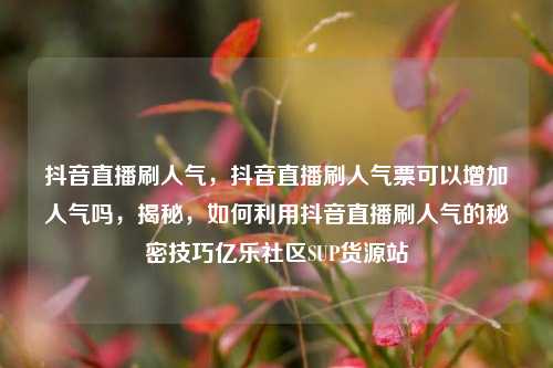 抖音直播刷人气，抖音直播刷人气票可以增加人气吗，揭秘，如何利用抖音直播刷人气的秘密技巧亿乐社区SUP货源站  第1张