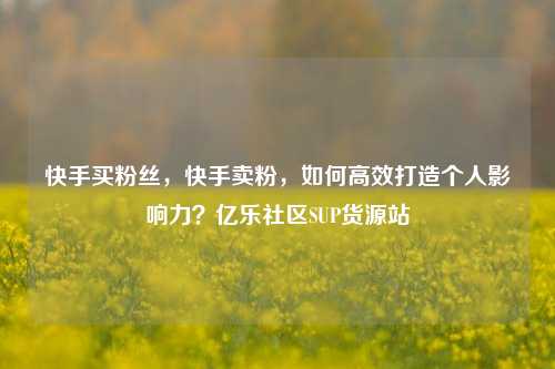 快手买粉丝	，快手卖粉，如何高效打造个人影响力？亿乐社区SUP货源站  第1张
