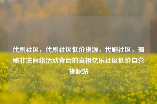 代刷社区，代刷社区低价货源	，代刷社区，揭秘非法网络活动背后的真相亿乐社区低价自营货源站  第1张